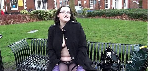  BBW amateur Emmas public masterbation and outdoor flashing of fat gal in homemad
